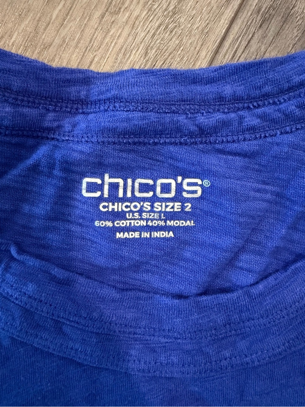 Chico's Royal Blue Crewneck Short Sleeve Tee - Picture 2 of 2